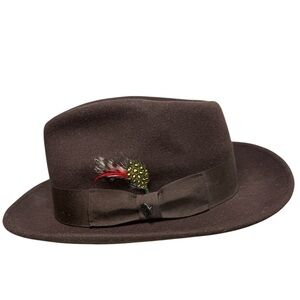 Jaxon C-Crown Crushable Fedora Style Hat Wool Brown Sz L
